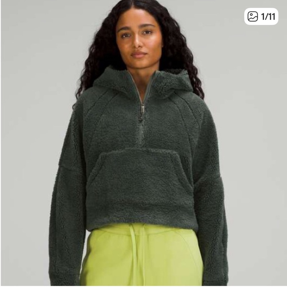 lululemon athletica Women's Scuba Half-Zip Fleece Hoodie Sherpa - smoked spruce